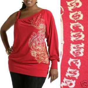 NEW Lola Lux Top Red Rocawear 1 shoulder sleeve Tunic Shirt  M